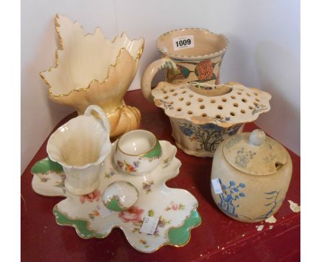 A quantity of ceramics including Locke Worcester porcelain vase, Honiton Pottery jug, etc.