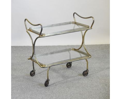 A vintage brass trolley, 72cm
