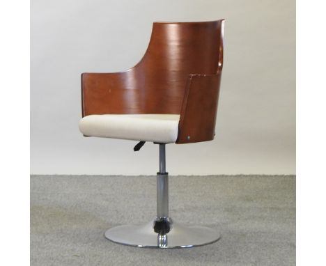 A vintage bentwood swivel chair, on a chrome base