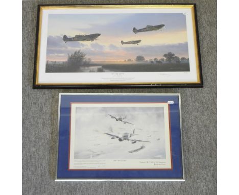 Mark Postlethwaite, 20th century, Spitfire Dawn, limited edition print, signed in pencil, 36 x 59cm, together with J Batchelo