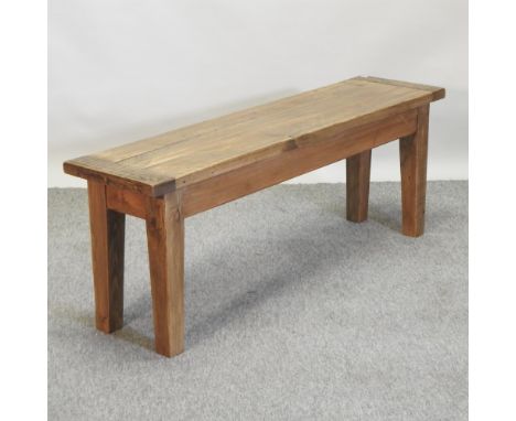 A rustic pine bench, 130cm