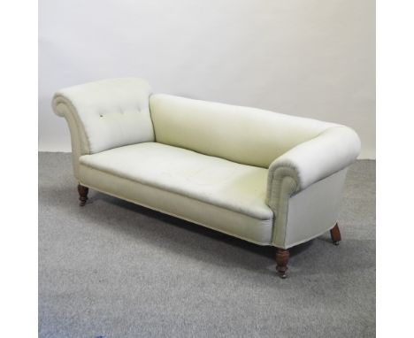 A 19th century green upholstered chesterfield drop-end sofa, 200cm