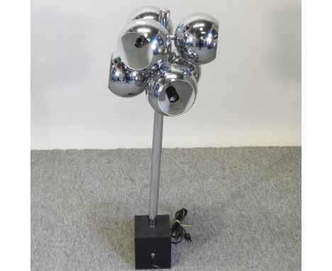 A 1970's chrome multi head table lamp, 92cm high