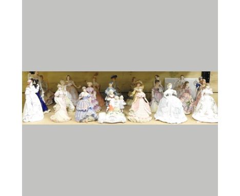 A large collection of porcelain figures, to include Royal Worcester ladies, highest 28cm