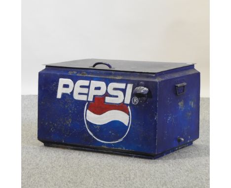 A vintage style blue painted metal cool box, 55cm