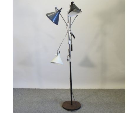A 1970's black painted angle poise standard lamp, 177cm high