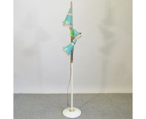 A 1950's American green standard lamp, 160cm high
