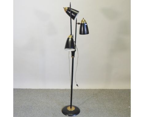 A modern black painted angle poise standard lamp, 152cm high
