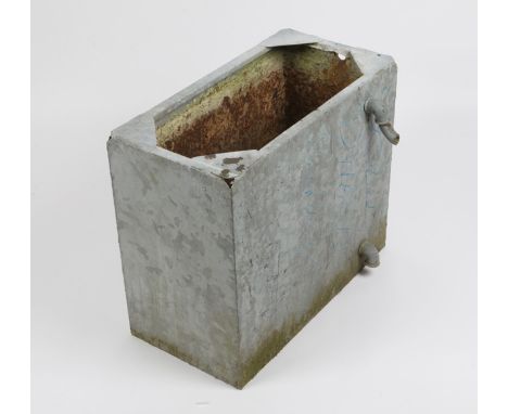 A GALVANIZED RECTANGULAR GARDEN PLANTER OR TANK, 61cm wide x 51.5cm high