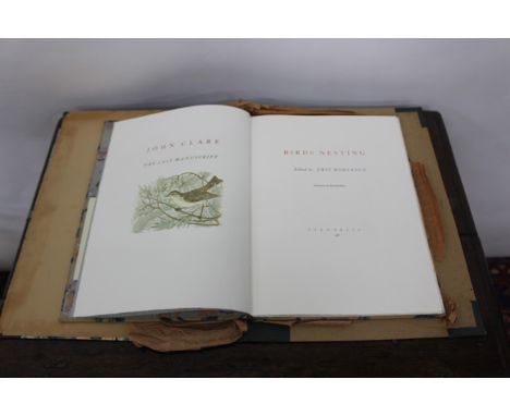 JOHN CLARE 'BIRDSNESTING: THE LOST MANUSCRIPT printed by Tern Press, 1987, limited edition numbered 29/90, illustrated with l