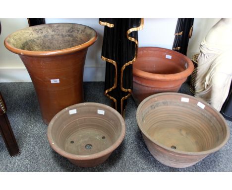 A SALT GLAZED GARDEN PLANTER with flaring rim, stamped 'Ebrington Reay & Co. Ltd, Bardon Mill', 43cm dia x 48cm high together
