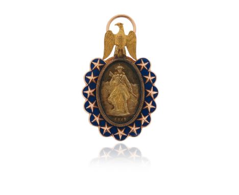 General Society of Sons of the Revolution, Member's Badge, 3rd type, by Bailey, Banks &amp; Biddle, gold and enamel, eagle re
