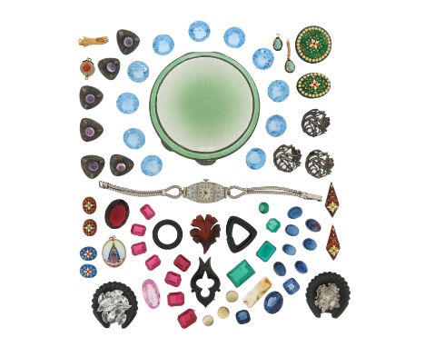 A collection of synthetic and mixed gemstones, including unset diamonds which weigh approximately 11.47cts, various sections 