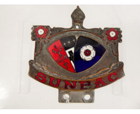 A Vintage SUNBAC (Sutton Coldfield and North Birmingham Automobile Club Badge), four enamel colours, approx 8 x 8 cms.