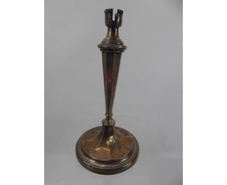 A Silver Lamp Base, Sheffield hallmark, mm RP dated 1934. (af)
