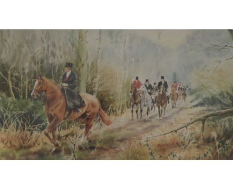 J A Stewart Print of a Fox Hunting Scene, approx 41 x 64 cms together with a framed and signed limited edition print by Ros G