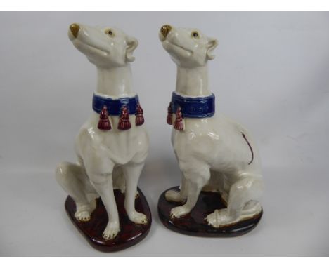 A Pair of Fireside Ceramic Grey Hounds, approx 37 cms h, nr 53.