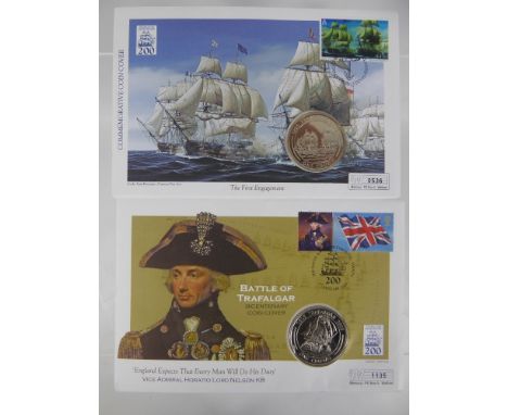 Two Commemorative Bicentenary First Day Stamp Covers, commemorating the 'Battle of Trafalgar', one from the Isle of Man and t