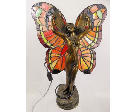 A Tiffany-Style Table Lamp, in the form of a forest fairy, approx 42 cms