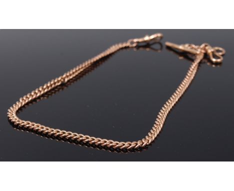 A 9ct gold curblink watch chain with T bar, 39.2g, 41cm   Condition Report / Extra Information  Light age wear only, no appar
