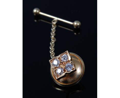 An 18ct gold diamond tie pin, the four pavé set old cut diamonds in a flower head setting, total diamond weight estimated at 