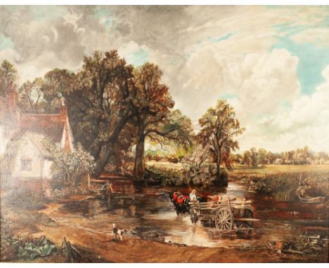 AFTER CONSTABLE BY JOHN TENNISON (TWENTIETH/ TWENTY FIRST CENTURY) OIL PAINTING ON CANVAS 'The Hay Wain' Signed 22" x 28" (56