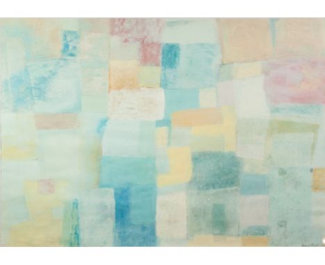 RICHARD BOOTH (TWENTIETH/ TWENTY FIRST CENTURY) MIXED MEDIA ON PAPER Abstract of shaped blocks Signed and dated 2001 21 ¼" X 
