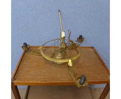 An Art Deco brass chandelier 