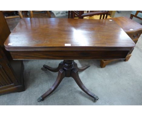 A Regency style mahogany fold-over card table 