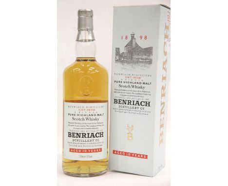 Bottle of BenRiach highland malt scotch whisky with card carton 1lt 43% vol. P&amp;P Group 2 (£18+VAT for the first lot and £