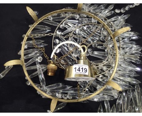 Vintage crystal chandelier. This lot is not available for in-house P&amp;P, please contact the office for more information. 