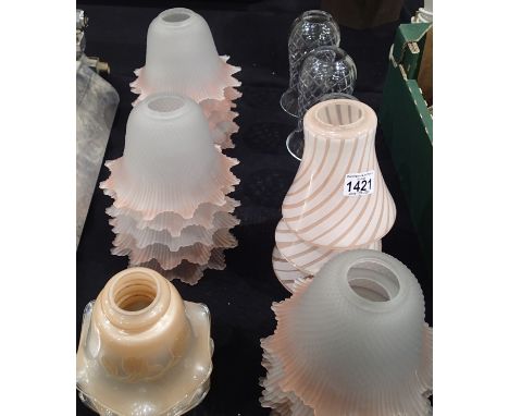 Quantity of glass lamp shades including 15 matching. This lot is not available for in-house P&amp;P, please contact the offic