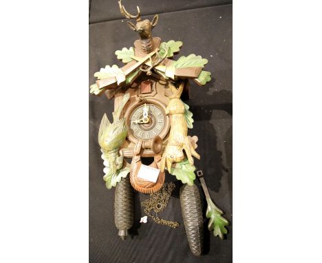 German cuckoo clock with weights. P&amp;P Group 3 (£25+VAT for the first lot and £5+VAT for subsequent lots) 