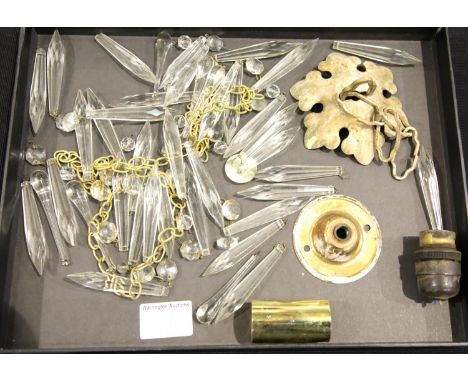 Mixed antique and vintage lighting and chandelier spares, including drops, roses sconces etc. P&amp;P Group 3 (£25+VAT for th