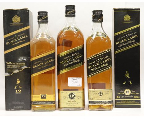 Three bottles of Johnnie Walker 12 year old Scotch whisky, two 70cl one 1lt 40% vol.P&P Group 3 (£25+VAT for the first lot an