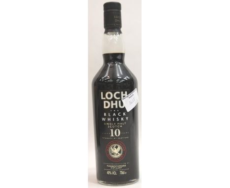 Bottle of Loch Dhu the black whisky single malt scotch, Mannochmore distillery 40% vol 70cl. P&amp;P Group 2 (£18+VAT for the