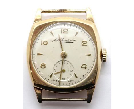 Gents 9ct gold Thomas Russell 17 jewel Swiss movement wristwatch, case D: 22mm. P&P Group 1 (£14+VAT for the first lot and £1