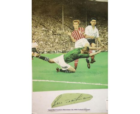 Bert Trautmann signature c1950's appended to a print, overall 28 x 35 cm, with no CoA. P&amp;P Group 2 (£18+VAT for the first