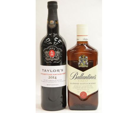 Bottle of Ballantines Scotch Whisky and a bottle of Taylors 2014 vintage port. P&amp;P Group 2 (£18+VAT for the first lot and