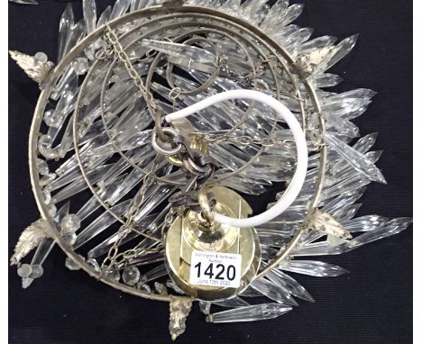 Vintage crystal chandelier, D: 26 cm. This lot is not available for in-house P&amp;P, please contact the office for more info