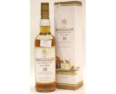 The Macallan 10 year old single highland malt scotch whisky in card carton 70cl 40% vol. P&amp;P Group 2 (£18+VAT for the fir