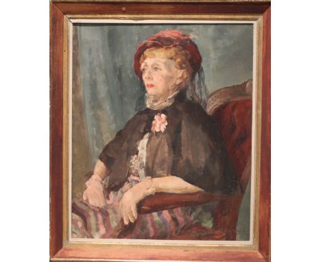 Portrait of a Lady seated in an Armchair c1920 - Signed - 76 x 63cm Framed