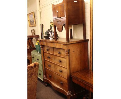 Victorian mahogany six drawer chest, Georgian mahogany commode and painted pine chest of four drawers (3)