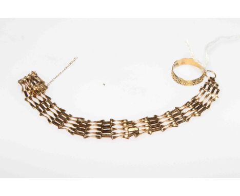 9 carat gold gate bracelet and 18 carat gold ring (2)
