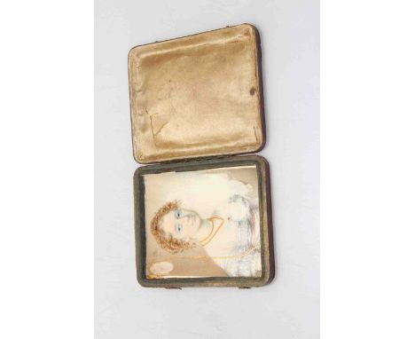 19th Century portrait miniature on ivory, inscribed to old label Harriet Aggas, a/f