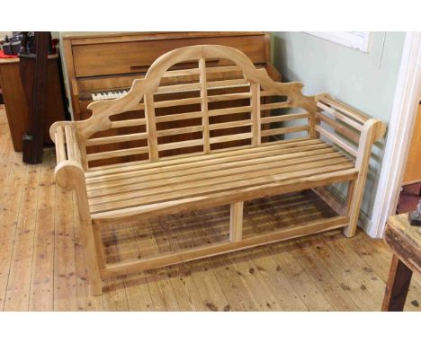 As new arched back hardwood garden bench, 104cm x 164cm