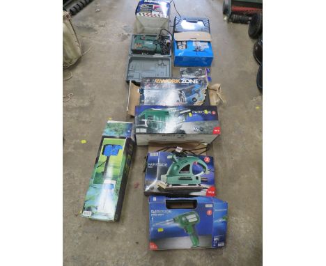 A QUANTITY OF BOXED ELECTRIC TOOLS TO INCLUDE A CIRCULAR SWA, SANDER ETC