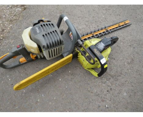 A PARTNER PETROL CHAINSAW AND A RYOBI HEDGE TRIMMER (2)