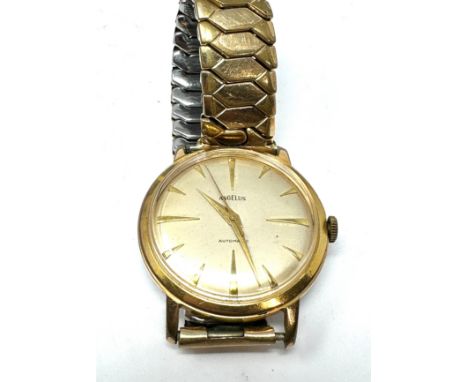 Vintage 34mm Angelus gents Automatic Wristwatch gold tone the watch is ticking 