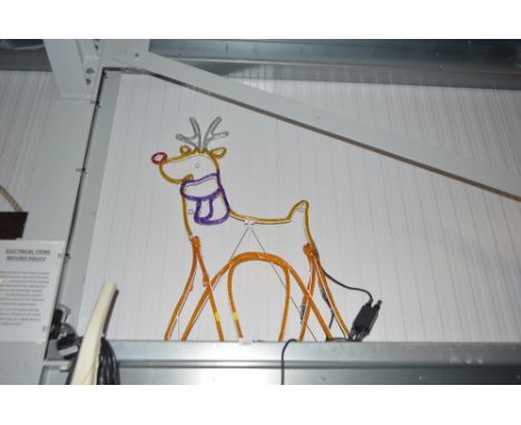 A Christmas rope light in the form of Rudolph